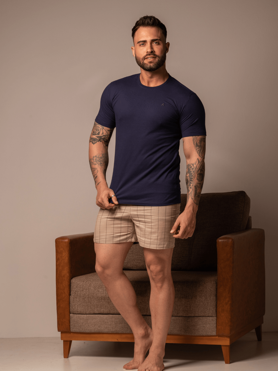 CONJUNTO CAMISETA BÁSICA AZUL MARINHO + BOXER CARMEL