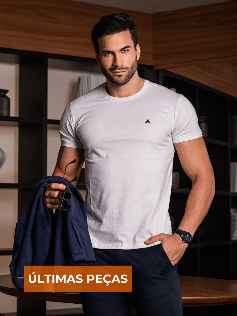 CAMISETA BÁSICA BRANCA MASCULINA 100% ALGODÃO