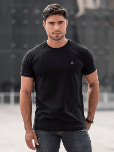 CAMISETA BÁSICA PRETA MASCULINA 100% ALGODÃO - Cópia (1)