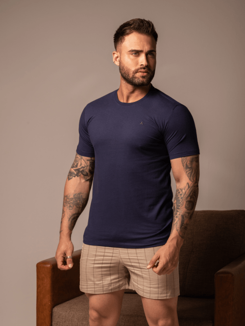 CONJUNTO CAMISETA BÁSICA AZUL MARINHO + BOXER CARMEL