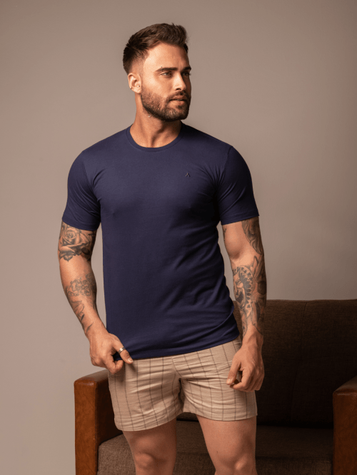 CONJUNTO CAMISETA BÁSICA AZUL MARINHO + BOXER CARMEL