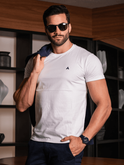 CAMISETA BÁSICA BRANCA MASCULINA 100% ALGODÃO