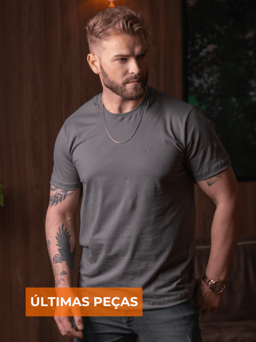 CAMISETA BÁSICA CHUMBO MASCULINA  - COLEÇÃO UNICOLORS 